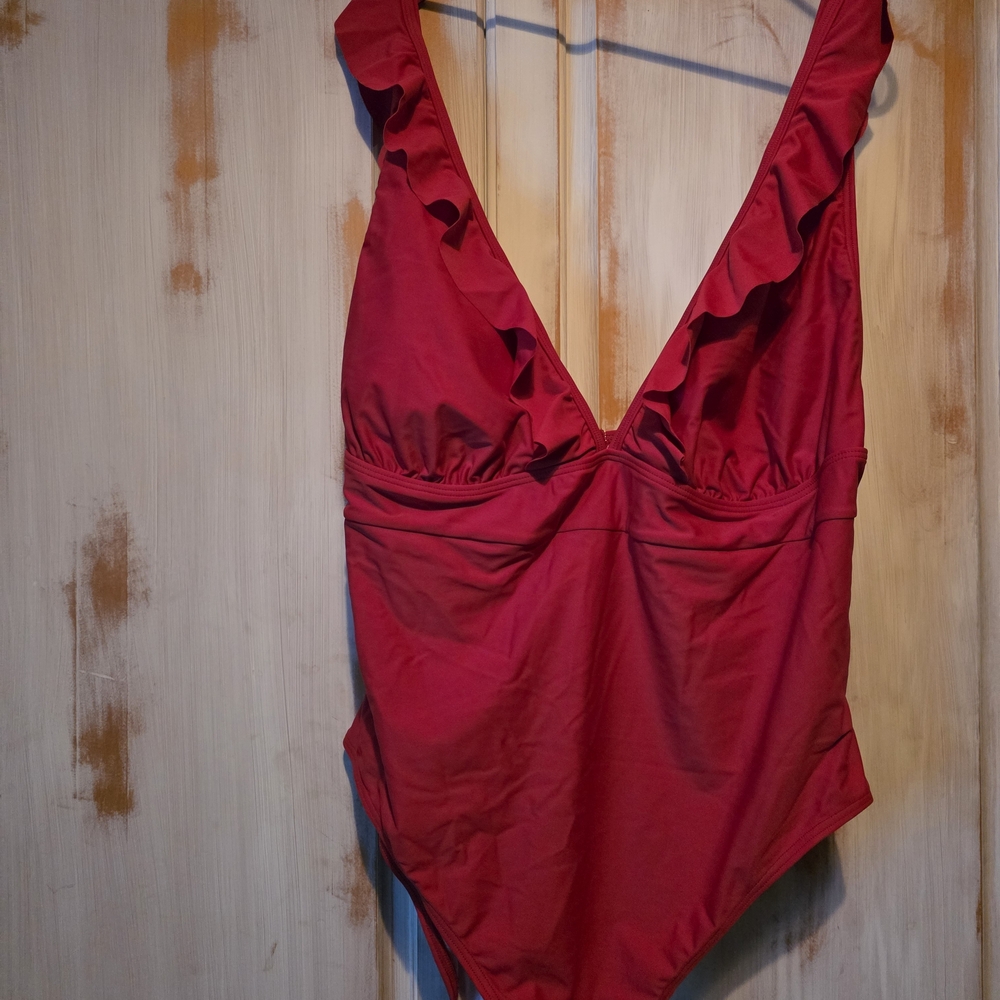 White Birch Scarlet Ruffle One Piece Swimsuit